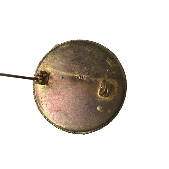 Vintage Italian Micro Mosaic Brooch Floral Round Millefiori Pin Italy Gold-Tone - Picture 7 of 10